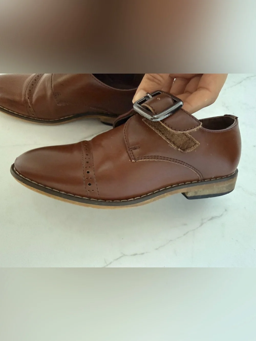 Stacy Adams Brown Dress shoes Single Monk Strap Oxfords Boys size 11